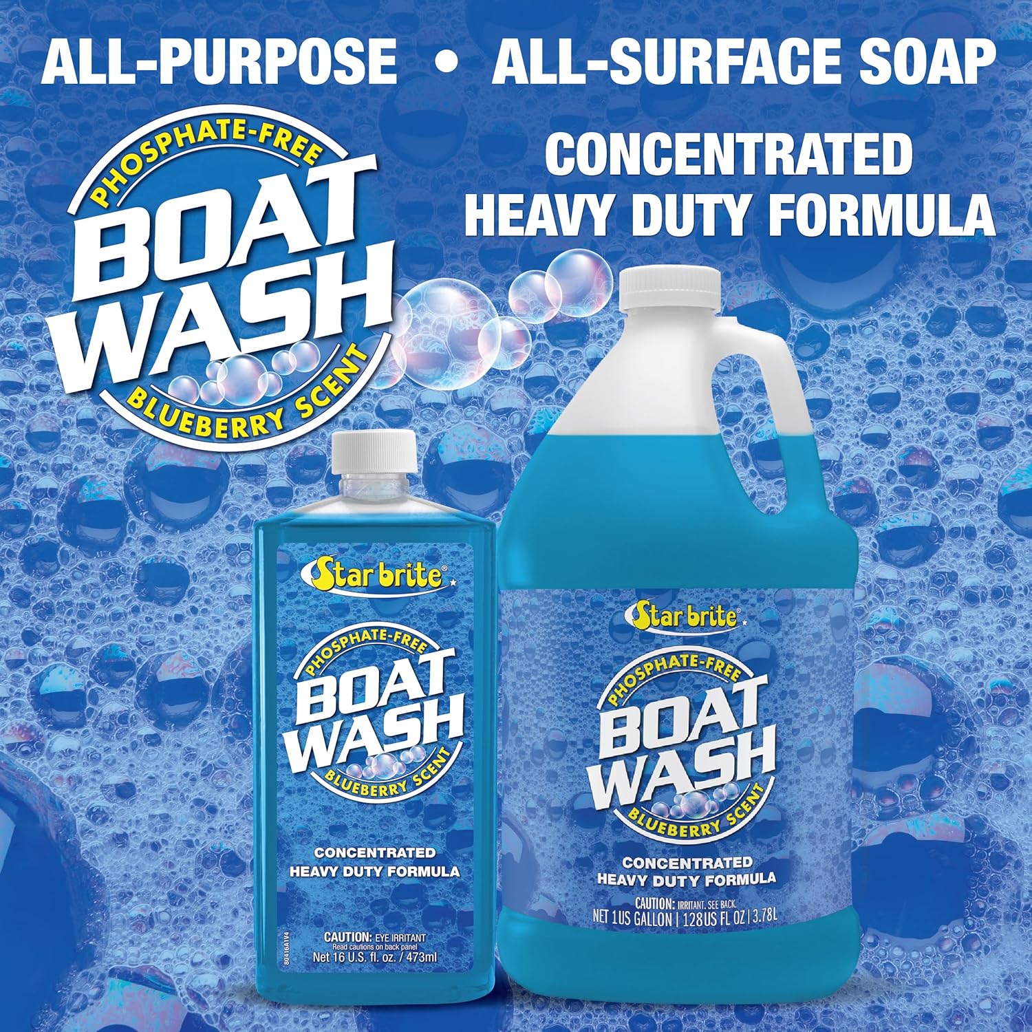 STAR BRITE Concentrated Boat Wash - Heavy-Duty, Non-Streak Formula for Sparkling Hulls, Decks, Chrome and Fittings - Fresh Blueberry Scent - 128 OZ Gallon (080400) - Image 4