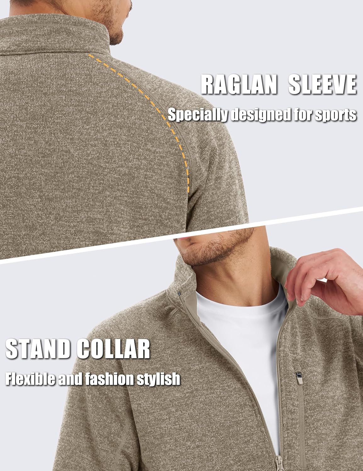 TACVASEN Men's Fleece Jackets Full Zip Up Lightweight Jacket Casual Stylish with Pockets for Outdoor Office - Image 5