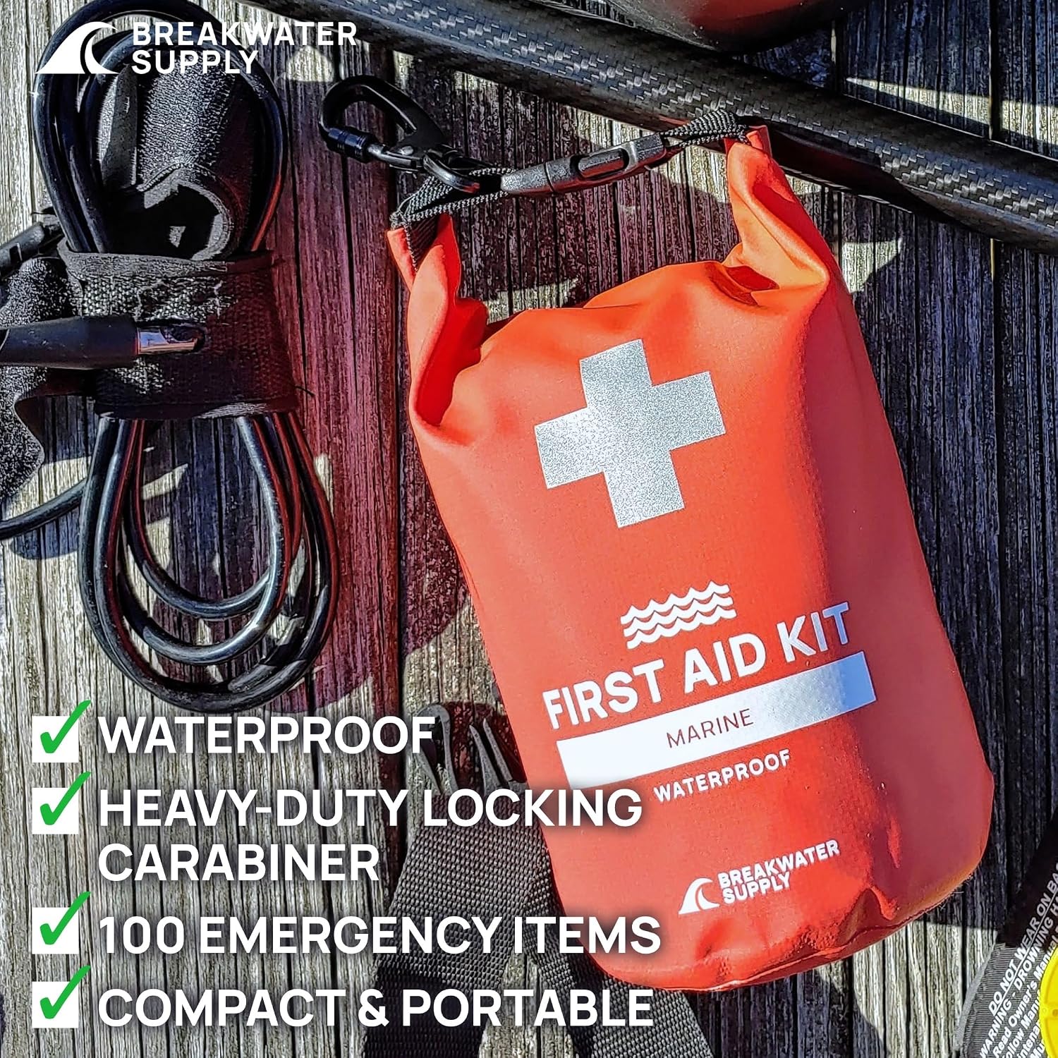 Breakwater Supply Waterproof Marine First Aid Kit for Boat, 100 Piece, Red | Boat Safety Tool Kit, AFAK Emergency Supplies in Dry Bag, IFAK Trauma Kit, for Kayaking, Jet Ski, Fishing, Surfing, Sailing - Image 8