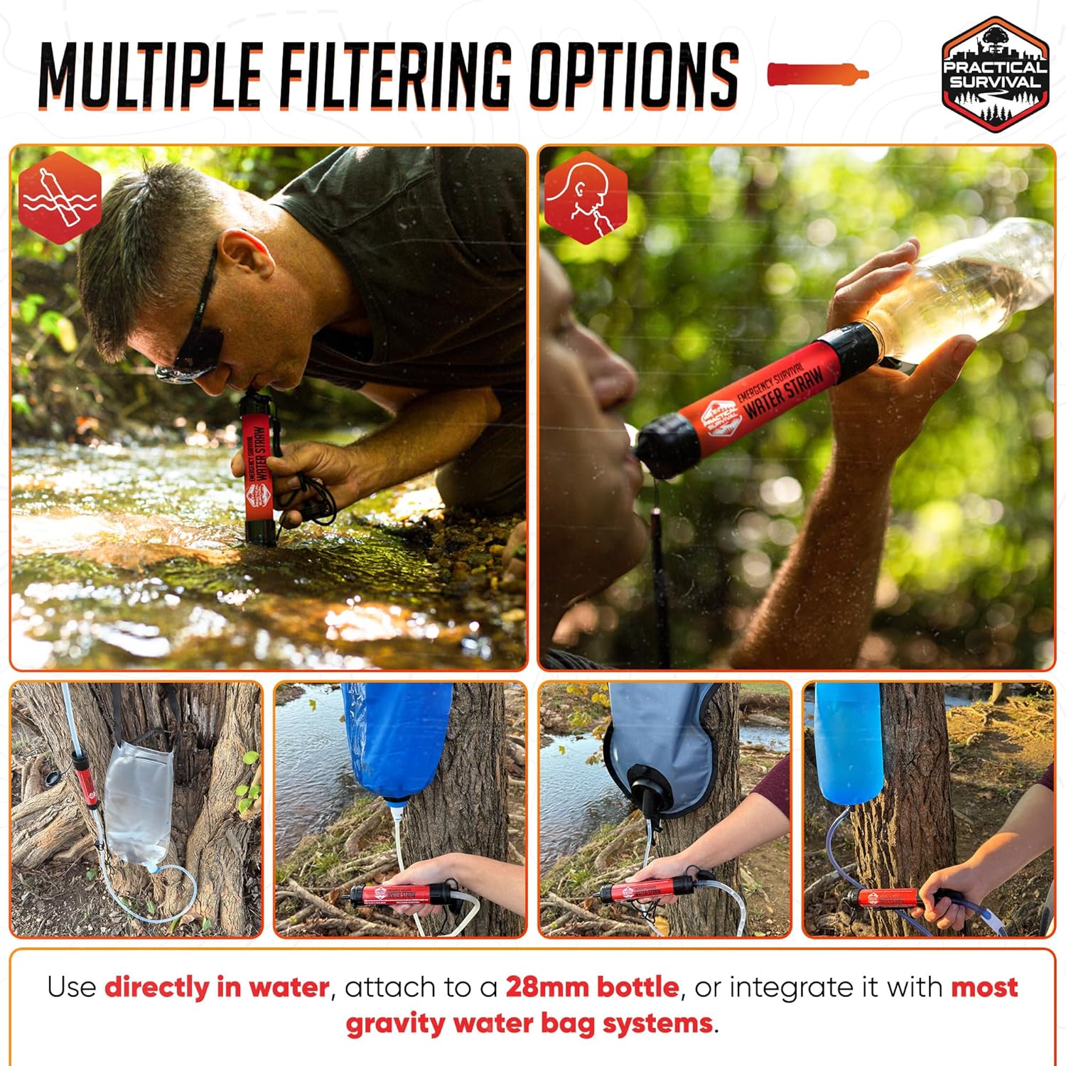 5 High-Capacity Emergency Water Straws – Lightweight, Reusable, 1800-gallon Filters for Camping, Hiking, Travel, Biking, Survival, and Emergency Preparedness - No Expiration Date - Practical Survival - Image 4