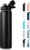 Fijinhom 24 oz Insulated Water Bottle with Handle, 304 Stainless Steel Water Bottles with Wide Mouth, Double Wall Vacuum Sports Water Bottle, BPA Free, Keep Cold and Hot, Black | with Handle