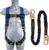 TRSMIMA Safety Harness Fall Protection – Men Construction Full Body Harness Kit for Work with Shock Absorbing Lanyard Tongue Buckle ANSI