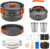 THTYBROS 17pcs Camping Cookware Kit, 0.45Gal Pot, 7inches Pan,0.30Gal Kettle Set with 2 Set Stainless Steel Cups Plates Forks Knives Spoons for Hiking
